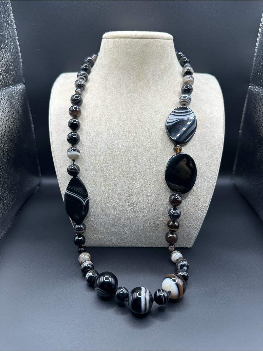 Vintage Silpada Banded Agate Stone Sterling Necklace 31 Inches